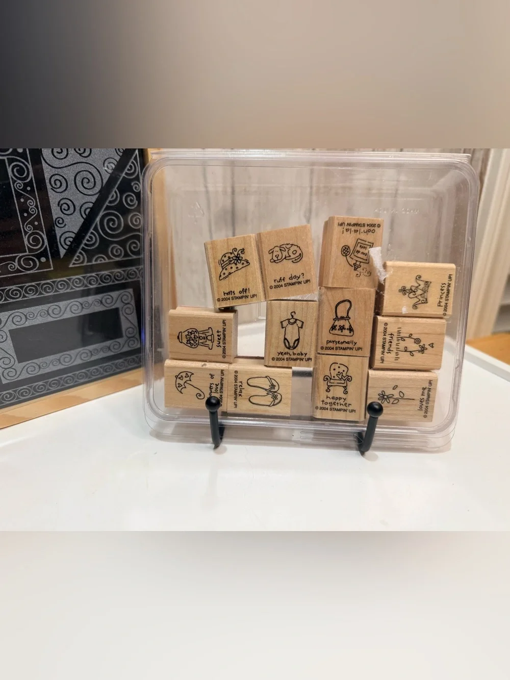 Wooden Rubber Stamp Set - Natural Wood Tone